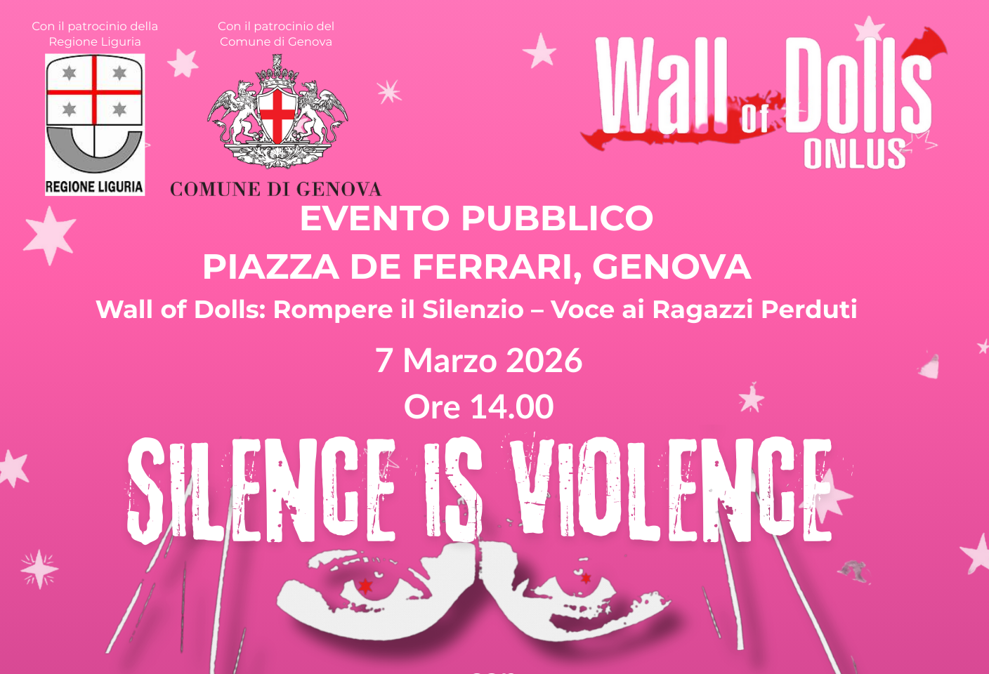 A Genova l'evento "Silence is violence” a cura dell’associazione Wall of Dolls